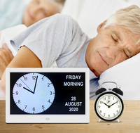 Pro 10 "Digital Hari Kalender Jam Auto Dimming Tidak Disingkat Hari Tanggal Bulan Demensia Jam Senior Tua Gangguan visi