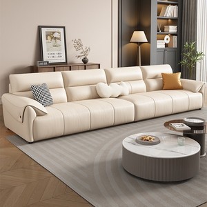 2026 New Living Room Top Grain Leather <b>Sofa</b> 3 Seater Modern Luxury Straight Couch - Product Image 1