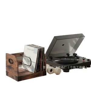 Wooden Record Storage Rack With Partitions Desktop <b>Vinyl</b> Display Holder For Music Lovers - Product Image 2