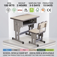 Ensemble chaise et bureau d'école moderne en métal et MDF de haute qualité à prix abordable avec hauteur réglable