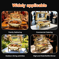 Goldener 9L Selbstbedienungs-Buffet-Wärmebehälter, Hydraulischer Kommerzieller Buffet-Ofen, Hotel-Küchen-Party-Alkohol-Elektro-Wärmebehälter