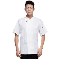 Uniforme de Chef Homme Manches Courtes Respirant pour Hôtellerie Restauration Cuisine Pâtisserie Vêtements de Travail Transfrontaliers Personnalisables pour Hommes