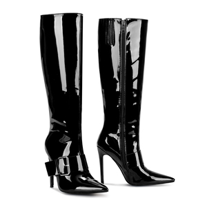 WETKISS <span class=keywords><strong>Bottes</strong></span> longues à talon aiguille noires sexy pour femmes, avec large ceinture à boucle à la cheville, style urbain, vente en gros 2026 - Product Image 4