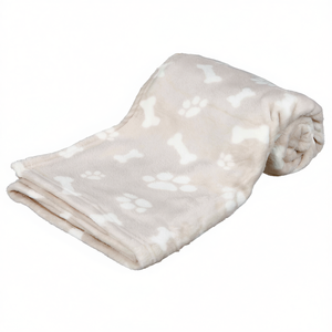 Coperta per animali domestici beige 100 x 150 cm con stampa di zampe e ossa per cani e gatti, morbida e accogliente coperta in pile. - Product Image 3