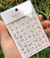 Autocollants 3D pour ongles Qianya tendance coréenne, papillons rouges et argentés gaufrés or, découpe laser en plastique, vente en gros