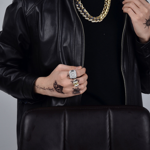 Gioielli HipHop di alta qualità Bling zircone cubico in ottone <span class=keywords><strong>925</strong></span> Sterling Silver rodiato anelli da <span class=keywords><strong>uomo</strong></span> - Product Image 5