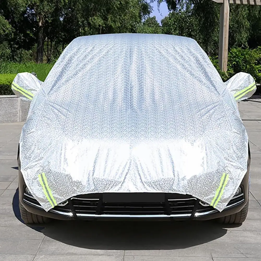 Evrensel yarı araba koruyucu güneşlik kapak açık güneş otomatik Film alüminyum Hatchback için su geçirmez Sedan SUV yansıma kapağı