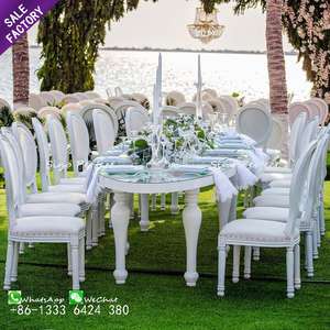 Chaise ronde Louis blanche moderne, bon marché, empilable, fonctionnelle, pour mariage, banquet, salle de réception, mobilier - Product Image 2
