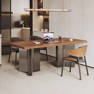 Table de salle à manger commerciale en gros pour restaurant, plateau en bois massif avec base en métal durable pour mobilier moderne d'hôtel et de café - Product Image 6