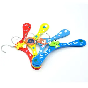 Colorful Animal Head Wooden Cute Trouser Hanger Baby Kids Clothing Hooks Clothing Hangers