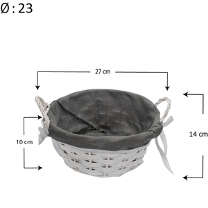 <b>Round</b> White <b>Wicker</b> <b>Basket</b> 23 Cm Diameter With Fabric Lining Storage <b>Basket</b> - Product Image 5