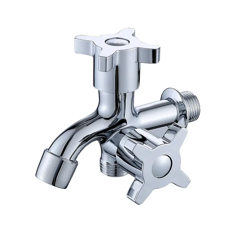 New Silver Tap Zinc Alloy Extended Faucet Suitable For Double Outlet Washing Machine And Mop Pool