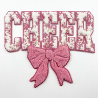 Nouveau design, patchs thermocollants personnalisés en chenille brodée et découpée au laser, grand format, pour vêtements, thèmes football universitaire, baseball et cheerleading