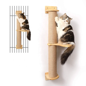 Nieuwste Stijlen Kat Activiteit Boom Met Kras Palen, Muur Gemonteerde Jute Krabber Grenen Hangmat Voor Katten Duurzame 5 Stuks Huisdier Katten - Product Image 1