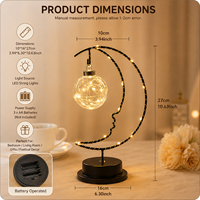 Lampe de table LED en forme de croissant de lune à piles Pafu, lampe suspendue en forme de globe, Ramadan, Eid, décoration de chambre à coucher, lampe décorative de fête