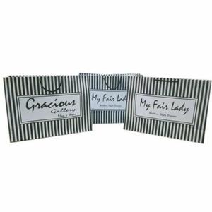 Classic Striped Paper Gift <b>Bags</b> With Flat Handles Recyclable Art Paper Standard Flat <b>Bag</b> For Business Shopping - Product Image 1