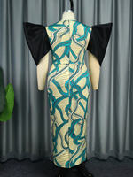 Robes élégantes de soirée pour femmes en patchwork de dentelle imprimée numériquement
