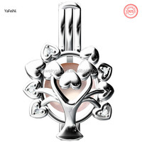 Vente en gros pendentif médaillon en argent 925 avec empreinte de patte et perle d'amour en vrac avec placage de rhodium pour cadeau
