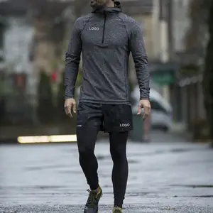 workout gym athletic mens dryfit fabric breathable undershirts long sleeve gym fitness clothing men training wear custom