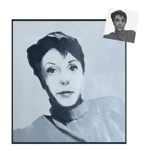 فن أصلي مخصص صورة امرأة حديثة مرسومة باليد بالأبيض والأسود بالزيت لوحة فنية جدارية للديكور المنزلي