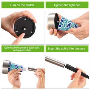 <b>Solar</b> <b>Garden</b> <b>Lights</b> 6-Pack IP44 Water-Resistant Warm White LED <b>Outdoor</b> Pathway Lawn Lamps with Mosaic Design Metal Body ABS Mate - Product Image 6