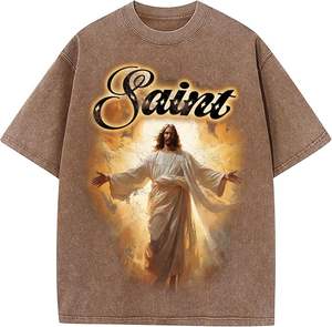 T-shirt d'été à manches courtes et col rond pour homme, en coton 100%, tricoté, surdimensionné, avec impression intégrale de lettres, style hip-hop - Product Image 1