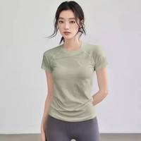 T-shirt de yoga court pour femmes, coupe ajustée élastique, respirant, séchage rapide, hauts de sport de haute qualité pour la gym et l'entraînement