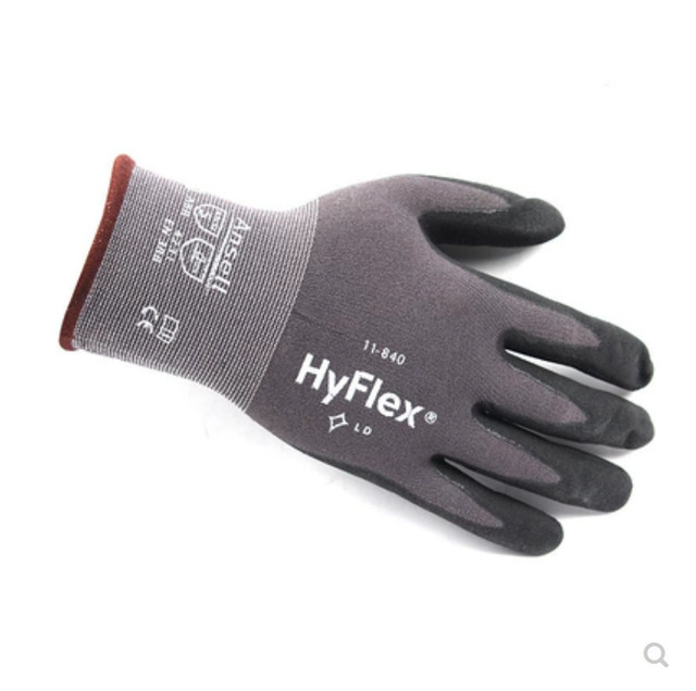Ansell HyFlex 11-840 Black Foamed Nitrile Gloves Wear-Resistant Oil-Resistant Opera-length Silicone-free Powder-free