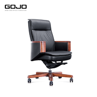 Chaise de bureau à dossier haut en cuir de haute qualité Accoudoir et base en bois massif Design moderne avec fonction extensible