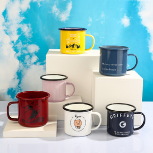 Taza <span class=keywords><strong>de</strong></span> Café <span class=keywords><strong>de</strong></span> Esmalte Reutilizable e Irrompible para Sublimación, Color Negro Metálico, con <span class=keywords><strong>Diseño</strong></span> <span class=keywords><strong>de</strong></span> Logotipo Personalizado - Product Image 1