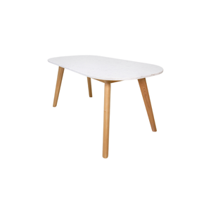 ARIANNE Table de salle à manger ovale moderne en bois massif 6 places assemblage facile pour meubles de salle à manger prix d'usine - Product Image 1