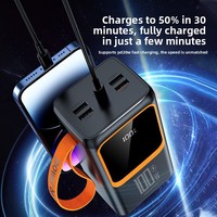 Batterie externe en plastique ultra-grande capacité avec câble intégré 50 000 mAh 22,5 W, charge super rapide, anti-poussière, multi-usages