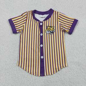 เสื้อเบสบอลลายทางสีส้มเทนเนสซีสำหรับเด็กผู้ชาย แขนสั้น ติดกระดุม เสื้อลำลองสำหรับเด็กผู้ชาย - Product Image 4