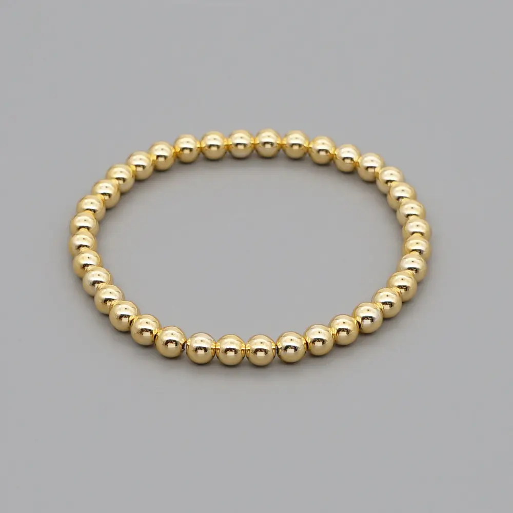 Bracciale di perline di dimensioni 4MM 5MM e 6MM placcato oro 18K in acciaio inossidabile con perline in stile coreano braccialetto di corda elastica gioiello di design
