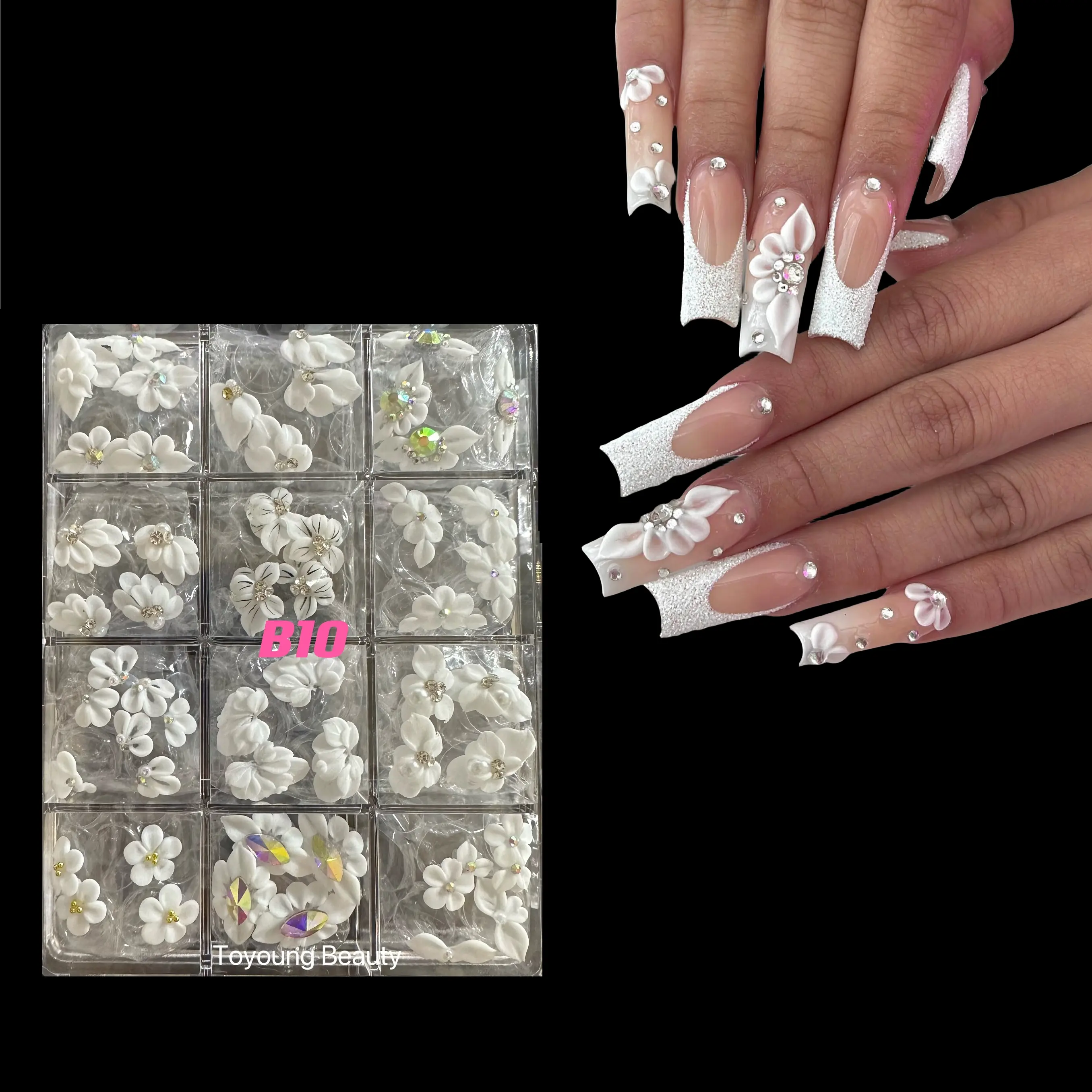 50 Uds. Toyoung personalizar accesorios hechos a mano puros Kawaii Navidad gradiente flor Nail Art Charms 3D acrílico decoración de uñas