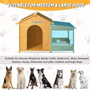 Nichoir pour chien <span class=keywords><strong>en</strong></span> <span class=keywords><strong>bois</strong></span> d'extérieur résistant aux intempéries et au soleil, habitat pour animaux de compagnie, jardin, style durable, spacieux, matériau écologique - Product Image 5