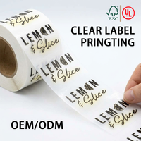 Étiquettes en rouleau pour bouteilles de jus de citron, autocollants transparents en vinyle imperméable pour emballages de boissons, autocollants personnalisés avec logo pour emballage