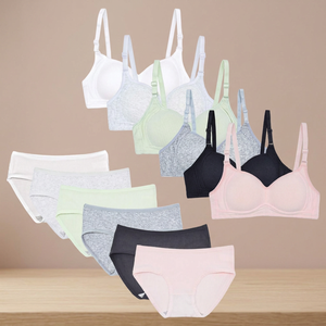 Ensemble soutien-gorge et culotte sexy pour femme, respirant, sans armatures, demi-bonnet, bretelles ajustables, lingerie de sport sans couture - Product Image 3