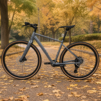 Vélo de gravier léger 700C pour débutant, 9 vitesses, freins à disque hydrauliques, cadre en aluminium, fourche rigide, capacité de charge 120 kg, plat