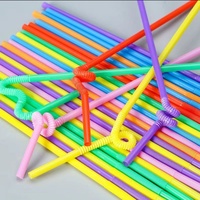 Pailles à boire flexibles télescopiques en PP OEM d'usine, 200 mm, 260 mm, de qualité alimentaire, colorées, jetables, pour bar et fête
