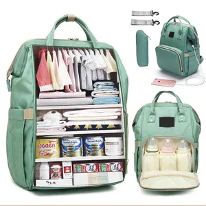 Özelleştirilmiş taşınabilir büyük kapasiteli mumya bebek USB sırt çantası bebek bezi çantası su geçirmez annelik çantası seyahat çantası arabası