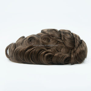 Perruque personnalisée en cheveux indiens blonds 7x9 pouces, franges en cheveux humains Remy, densité 130%, base en PU, nouée à la main, ondulations profondes/ondulées, raie à droite - Product Image 5