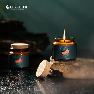 Pot <span class=keywords><strong>en</strong></span> verre ambré irrégulier personnalisé de petite taille avec couvercle et emballage <span class=keywords><strong>en</strong></span> boîtes |   Bougie parfumée miniature <span class=keywords><strong>en</strong></span> cire de soja naturelle faite à la main, <span class=keywords><strong>vente</strong></span> <span class=keywords><strong>en</strong></span> gros - Product Image 1