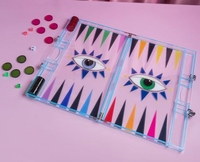 Ensemble de backgammon en acrylique arc-en-ciel de 18 pouces mallette de rangement de jeu de table Evil Eye pour la décoration de la maison