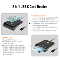 Lector de Tarjetas Inteligentes ZOWEETEK Tipo C con NFC para Control de Acceso y Lector/Escritor de Tarjetas de Crédito EMV CAC ID IC SIM ATM