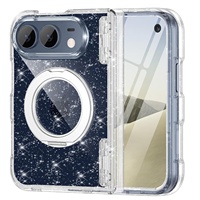 Coque pour iPhone Duo avec protection d'écran intégrée, fine, transparente, scintillante, avec support rotatif à 360° pour iPhone Duo