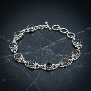 Handmade 925 Sterling <b>Silver</b> Women's <b>Bracelet</b> Natural Smoky Quartz Gemstone April Birthstone Bohemian Style Customizable for - Product Image 3