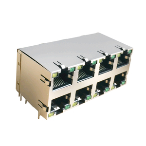 Ethernet giao diện <span class=keywords><strong>RJ45</strong></span> Modular <span class=keywords><strong>Jack</strong></span> 8P8C hàng tăng gấp đôi xếp chồng lên nhau 2x4 8 cổng RJ-45 Conector - Product Image 4