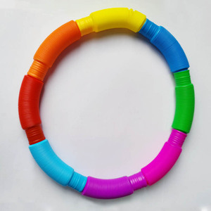 Pop Tubes Telescopic <b>Rainbow</b> Corrugated Tube Fidget Toy for Stress Relief Decompression Unisex Plastic 2-4 Years - Product Image 4