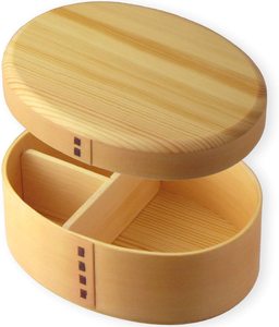 Fiambrera de madera japonesa Bento Box con separador interno, contenedor de comida de madera <span class=keywords><strong>Cryptomeria</strong></span>, caja de sushi de madera natural hecha a mano - Product Image 1